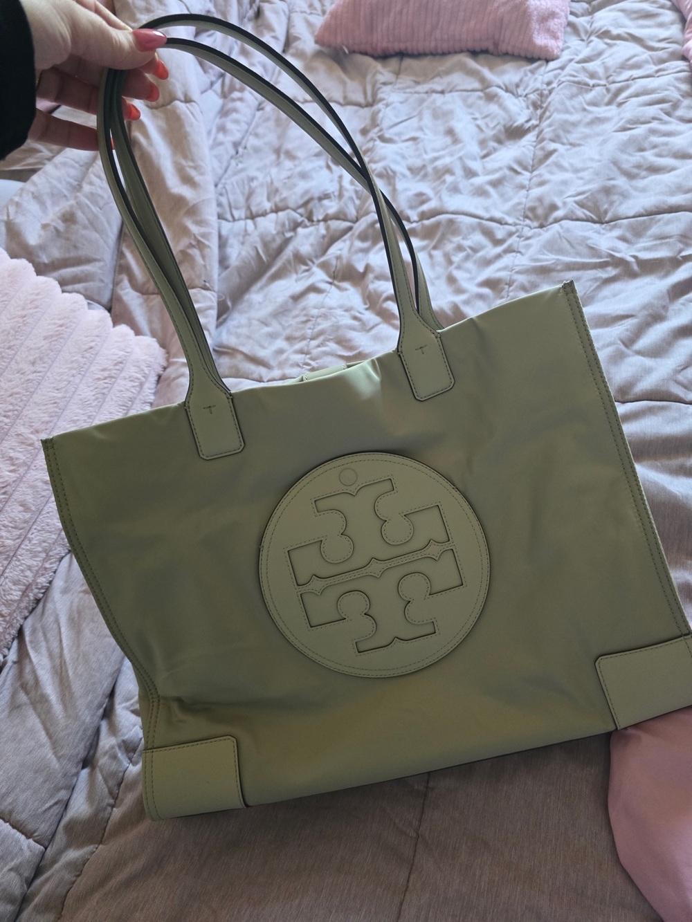 Tory Burch Ella Nylon Tote Bag - Sage / Basil Green